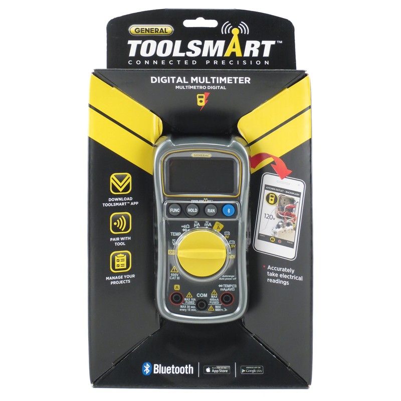 General Tools TS04 ToolSmart Bluetooth Connected Digital Multimeter, Auto-Ranging with