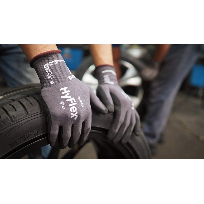 Ansell HyFlex 11-840 Work Gloves, Multi-purpose, Construction, Mechanic Glove Abrasion-resistant,