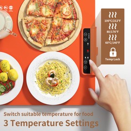 Electric Food Warming Mat: Innowarmer Silicone Food Warmer for Parties Buffet, Portable Fast Heating Pads for Food, Pizza Coffee Tea Heater Meat Defrosting Tray Adjustable Temperature (Orange)