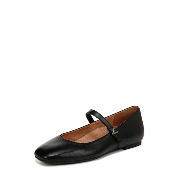 Vionic Women's Alameda Mary Jane Flat, Black Leather, 8.5