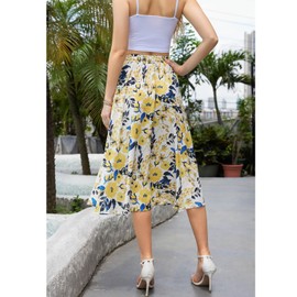 Abaadlw Maxi Skirts for Women with Pockets Long Midi Length Casual Skirt for Beach Party Holiday