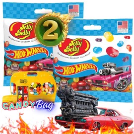 (PACK OF 2) Jelly Beans Hot-Wheels -New Flavors-Limited Edition- Individually Bagged Delicious Flavored Chewy Candies - Themed Treat & Party – Comes With Resealable ZipBag by Think Candy (HOT-WHEELS)
