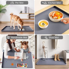 FLATO Under Sink Mat for Kitchen Waterproof - 34" x 22", Silicone Under Sink Liner, Cabinet and Shelf Protector, Kitchen Organizers and Storage, Bathroom Sink Drip Tray