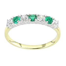 Old English Jewellers 9ct Yellow Gold on Silver Emerald Eternity Ring - sizes J to V (J)