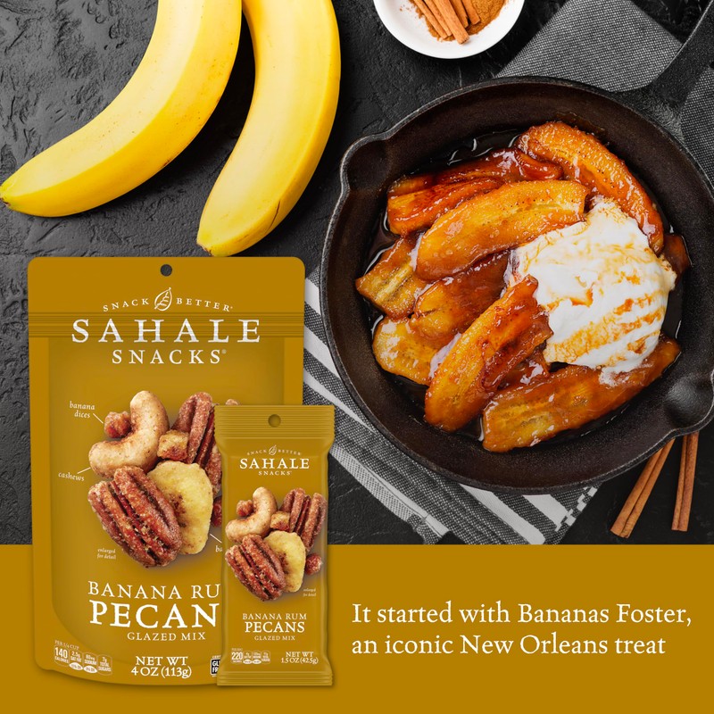 Sahale Snacks Glazed Mix, Banana Rum Pecans, 24 Ounce