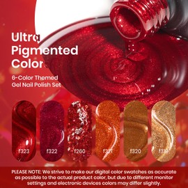 beetles Glitter Red Gel Polish - Passion Rush Collection Glitter Christmas Nails, Red Orange Gold Gel Polish Shimmer Nails Art Soak off Uv LED Manicure Gift Set Nail Trend Gift for Women