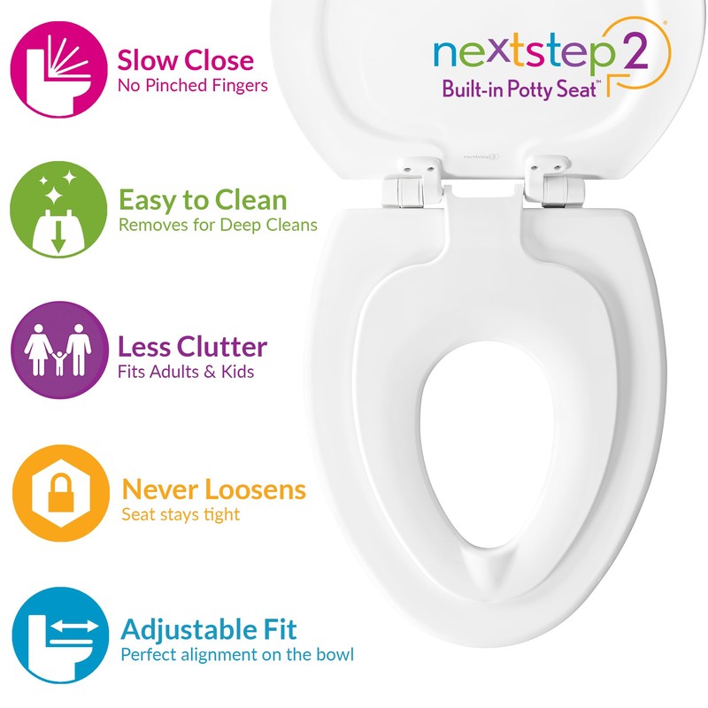 Mayfair NextStep2 Slow-Close Toilet Seat with Built-In Toddler Potty Training