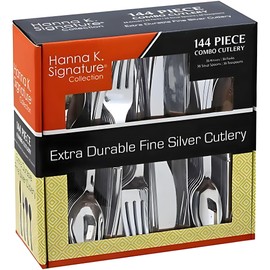 Plastic Cutlery Silverware Heavyweight Disposable Flatware, Plastic Cutlery Like Silver Combo Pack 144 pieces - 36 of each Fork, Knife, Teaspoon, Soup spoon