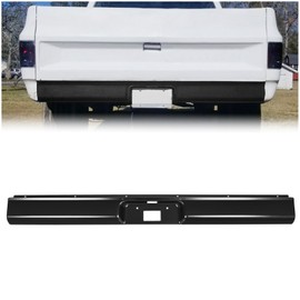 HECASA Rear Roll Pan License Plate Compatible with 1973-1987 Chevy GMC C10 C20 C30 K10 K20 K30 Silverado Fleetside Styleside Bed Steel Bumper Roll Pan W/LED Light Black