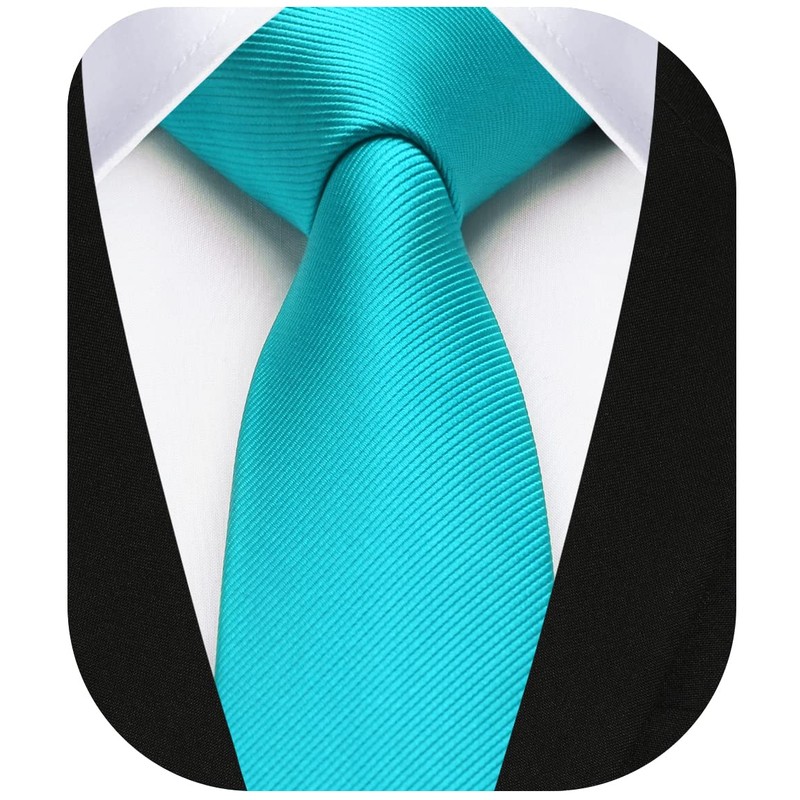HISDERN Men's Tie Slim Plain Silk Ties for Men Classic