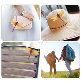 Tizee Realistic 3D Dragonfly Clip for Bugs - Simulated Dragonfly Hat and Plant Decor, PVC Material, Indoor & Outdoor Use, for Camping, Yard, and Garden Decoration,2 Pieces