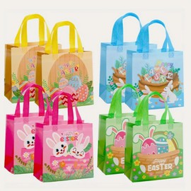 piqiya 12pcs Easter Non-woven Bag Gift Bags,Non-woven Tote Bag with Handle,Gift Bags Suitable for All Multiple Uses