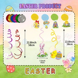 Easter Decorations for Home Decor - Easter Danner Kit, Happy Easter Banners with 3D Bunny Backdrop for Photography Birth Party Favors for Class Office Ceiling Decor Yard Garden Outdoor