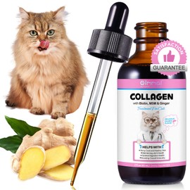 Collagen for Cats 2 fl.oz, Liquid Collagen for Cats Drops, Premium Grass-fed Collagens for Cat Skin and Coat Supplement, Itch Relief for Cat with Allergies Immunity, with Bovine Collagens, Biotin, MSM