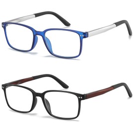 RaoOG Reading Glasses for Men with Blue Light Blocking - Anti Computer Glare Eyestrain Spring Hinge Icu Readers with Case(2 Pack 3.50)