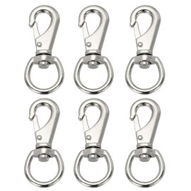 PATIKIL 6Pcs Flag Swivel Snap Clips, 2.7 Inch Heavy Duty Alloy Flag Pole Hooks Stainless Flagpole Accessories for Rope Hardware Key Chain Leash Leather Craft, Silver Tone