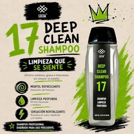 Luxa Deep Clean Shampoo 17 - Shampoo de Limpieza Profunda para Hombre, 400ml  Elimina Residuos de Cera, Pomada y Exceso de Grasa  Frescura Prolongada 