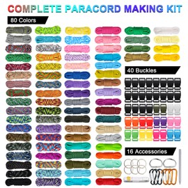 WEREWOLVES Paracord 550 Combo Crafting Kits with Instruction- 80 Colors 10ft Multifunction Paracord Ropes and Complete Accessories for Making Paracord Bracelets, Lanyards, Dog Collar (Lucky)