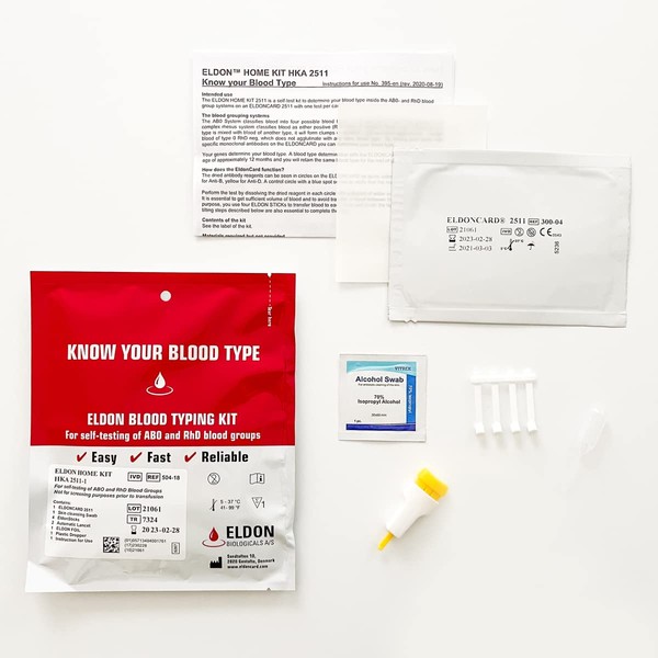 Original Home Blood Typing Kit - New Package + Improved Lancet (5 Kits)