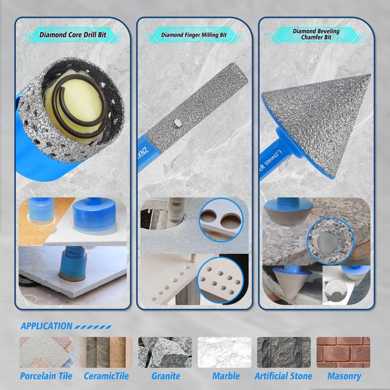 Diamond Tile Hole Saw Kit - ZNXIMER Porcelain Tile Drill