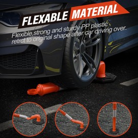 RoadHero 45 Inch 6 Pack Delineator Post with Base, Orange Traffic Delineator Posts Cones with Reflective Collars for Parking Lots, Road Safety, Construction Events