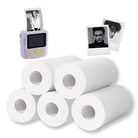 Mini Thermal Printing Paper, 2.24inch x 0.98inch, 5 Rolls Print Photo Paper, Compatible with Portable Printers, Clear & Durable for Receipts, Notes, Photo, Non-adhesive, White