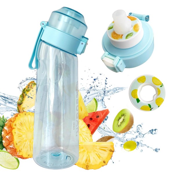 Air Water Bottle with Flavour Pods, 650ML New Fruit Scented Water Bottle With 1 Random Flavour Pods, Starter Set 0 Sugar Calorie Water Cup BPA Free &Leak Proof for Gym Sports Outdoor(Blue)
