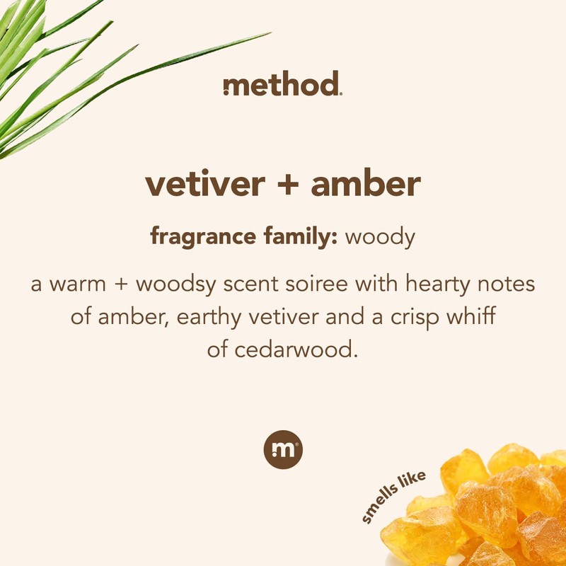 Method Gel Hand Soap, Vetiver + Amber, Reusable Black Aluminum