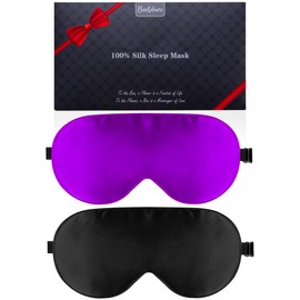Silk Sleep Mask, 2 Pack 100% Real Natural Pure Silk Eye Mask with Adjustable Strap, Eye Mask for Sleeping, BeeVines Eye Sleep Protection for Yoga Travel, Blocks Light