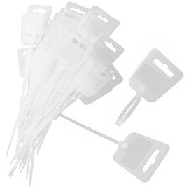 LUORNG 50PCS Label Tag CableTie Cable Marking Label Self Locking Wire Zip Tie White Nylon Marker Cable Tie 5x200MM with Hole for Shipping Label Valve Label Sorting Label and Price Tag