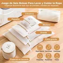 Bolsas de Lavandería, 6 Pcs Bolsas de Malla de Lavandería para Ropa Delicada, Bolsa de Lavandería de Viaje,Bolsas para la Colada Adecuada para Clasificación de Ropa y Lavado,para Blusa,Ropa Interior