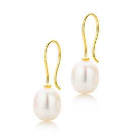 Orovi Women Drop Earrings 18 ct /750 Yellow Gold With White Freshwater Pearls