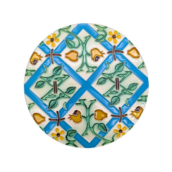 Hand-Painted Portuguese Ceramic Tile Round Trivet (TRT6)