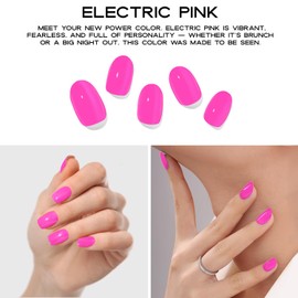 Adora Couture Semi Cured Gel Nail Strips with 20 Pieces, Salon Quality Wraps for Women, Bright Bold Pink UV Gel Stickers, UV Light Required, Electric Pink