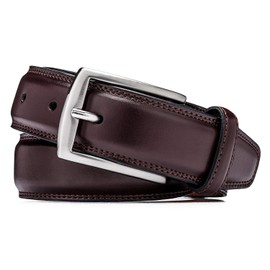 Men's Genuine Leather Dress Belts Made with Premium Quality - Classic and Fashion Design for Work Business and Casual, Essential Wine, 38