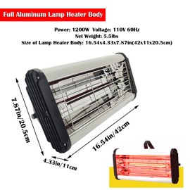 EQCOTWEA Handheld Infrared Paint Curing Lamp, 1200W Short-wave Infrared Paint Baking Lamp, Full Aluminum High Temperature Baking Paint Lamp, with Smart Timer Function, for Car Body Repair Tool