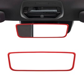 SHMZK Car Rear View Mirror Protector Frame, Silicone Rearview Edge Protective Cover Compatible with Model 3/ Y, Auto Rear View Trim Frame Decoration, Interior Car Accessories (Red)