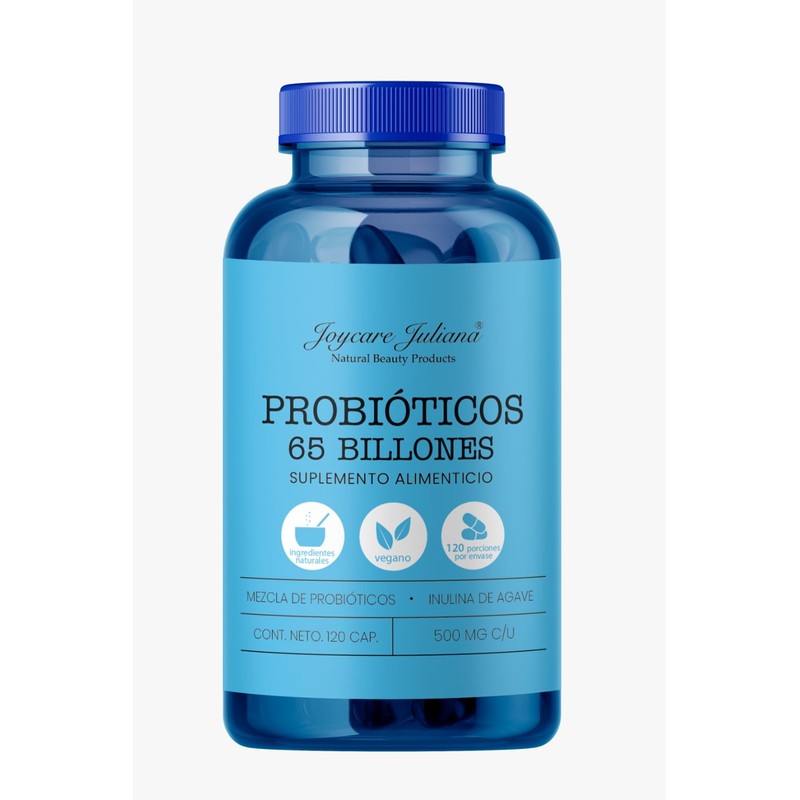 Probióticos 65 Billones, 120 Cápsulas, Suplemento Alimenticio Vegano, 500 mg