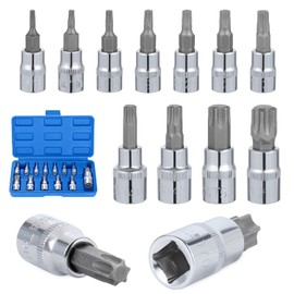 Gueenky 13-Piece Torx Bit Set, T8 - T70 Multi-Tooth Socket Spanner Set 1/4 Inch 3/8 Inch 1/2 Inch Bit Set Torx Socket Spanner Multi-Tooth Nut Set