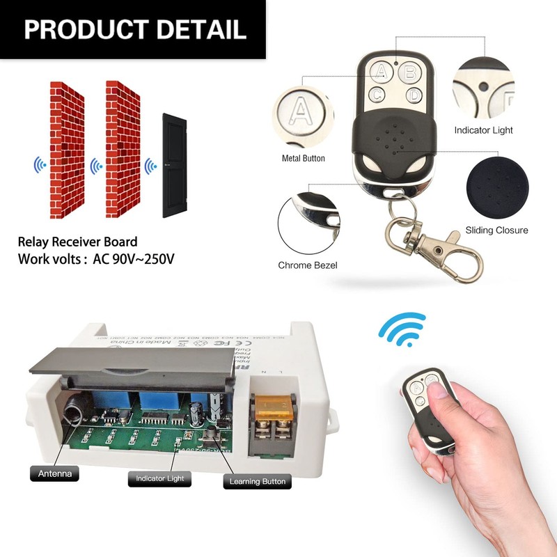 DieseRC 4 Channels Wireless Relay Remote Control Switch 433Mhz RF