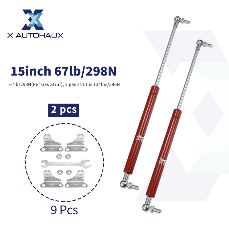 X AUTOHAUX 2 Pcs 15inch 67lb/298N Red Lift Supports Struts