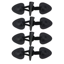 4 Pairs Leather Toggle Buttons with Clasp - Black Vintage Toggle Buttons for Coats, Jackets, DIY Sewing & Craft Projects - Decorative Buttons for Clothing and Accessories