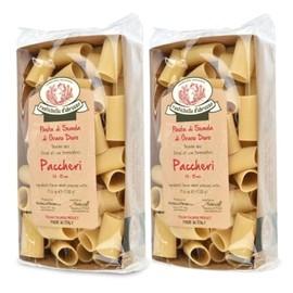 Rustichella d'Abruzzo Pasta Paccheri (Paquete De 2) - 500 G De Pasta Clásica De Trigo Duro En Tubo Grande - Ideal Para Salsas Contundentes - Se Cocina En 13-15 Minutos - Auténtico Sabor Italiano