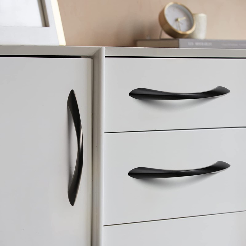 JIASENBAO Black Cabinet Pulls 5 Inch Arch Twisted Matte Black