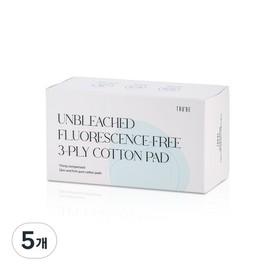 Trubee unbleached non-fluorescent pure cotton 3-ply cotton pad, 5 packs, 80 sheets / 트루비 무표백 무형광 순면 3겹 화장솜, 5개, 80매입