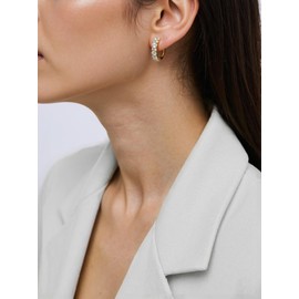 Lustrous Luxe Yellow Gold Women's Hoop Earrings - Gold Plated Earrings Made of 925 Silver with Moissanite, Sparkling, Hypoallergenic & Luxurious - Ideal Gift Idea for Women, Sterling Silver, Created