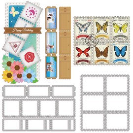 GLOBLELAND Stamp Frame Pattern Cutting Dies Postage Stamp Wave Edge Embossing Stencil Template Embossing Stencil Template Metal Crafting Dies Cutting for Card Making Scrapbooking Decoration