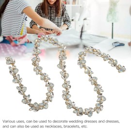 Tnfeeon Rhinestone Trim, 1 Yard Sparkling Rhinestone Flower Chain Trim Crystal Chain Applique for Sewing Crafts Wedding Clothing (2 cm Wide Protein Diamond Chain)