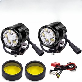 NWpangu LED Motorcycle Yellow Fog Lights Driving Spotlights Auxiliary Front Fog Lights for Motorcycle, ATV, 4x4, Offroad. (Yellow)