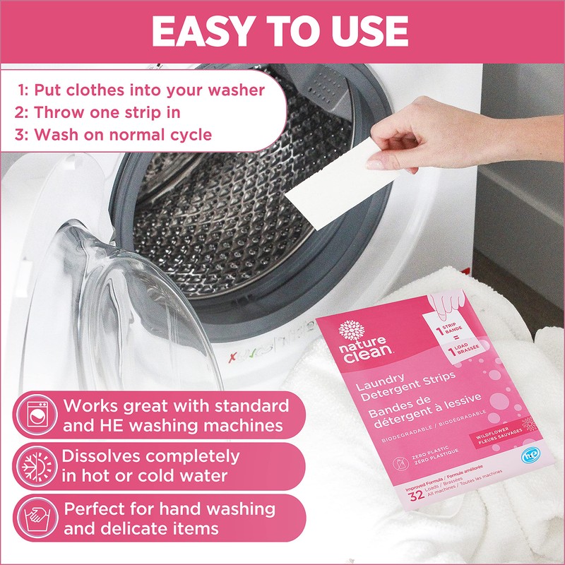 Nature Clean - Tiras de detergente para lavandería (67 g)
